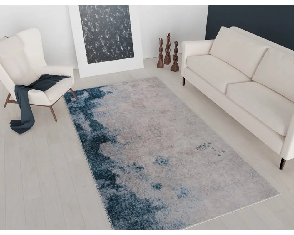 Modro-krémový prateľný koberec 230x160 cm - Vitaus