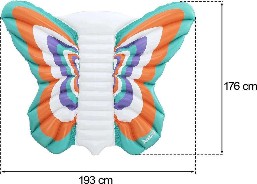 Nafukovacia plavecká matrac „motýľ“ 193 x 176 cm Bestway 43963