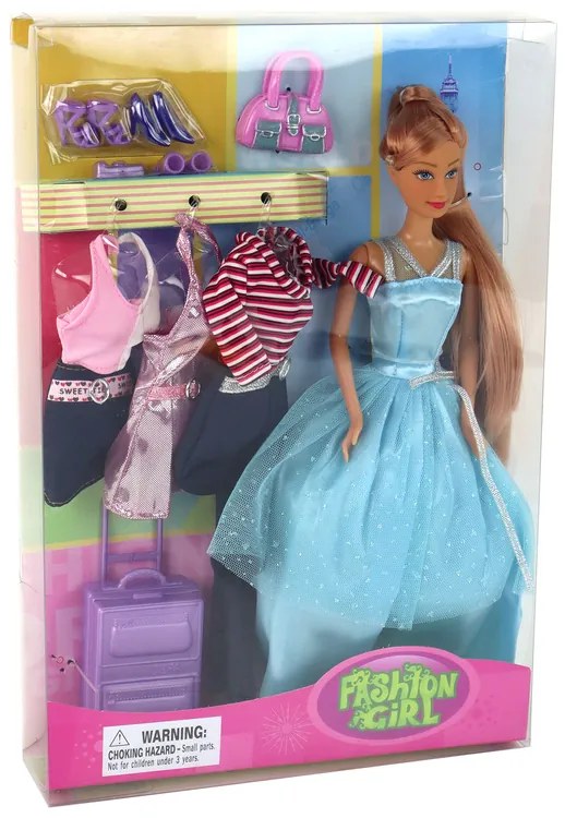 Lean Toys Súprava bábiky s kufrom a doplnkami