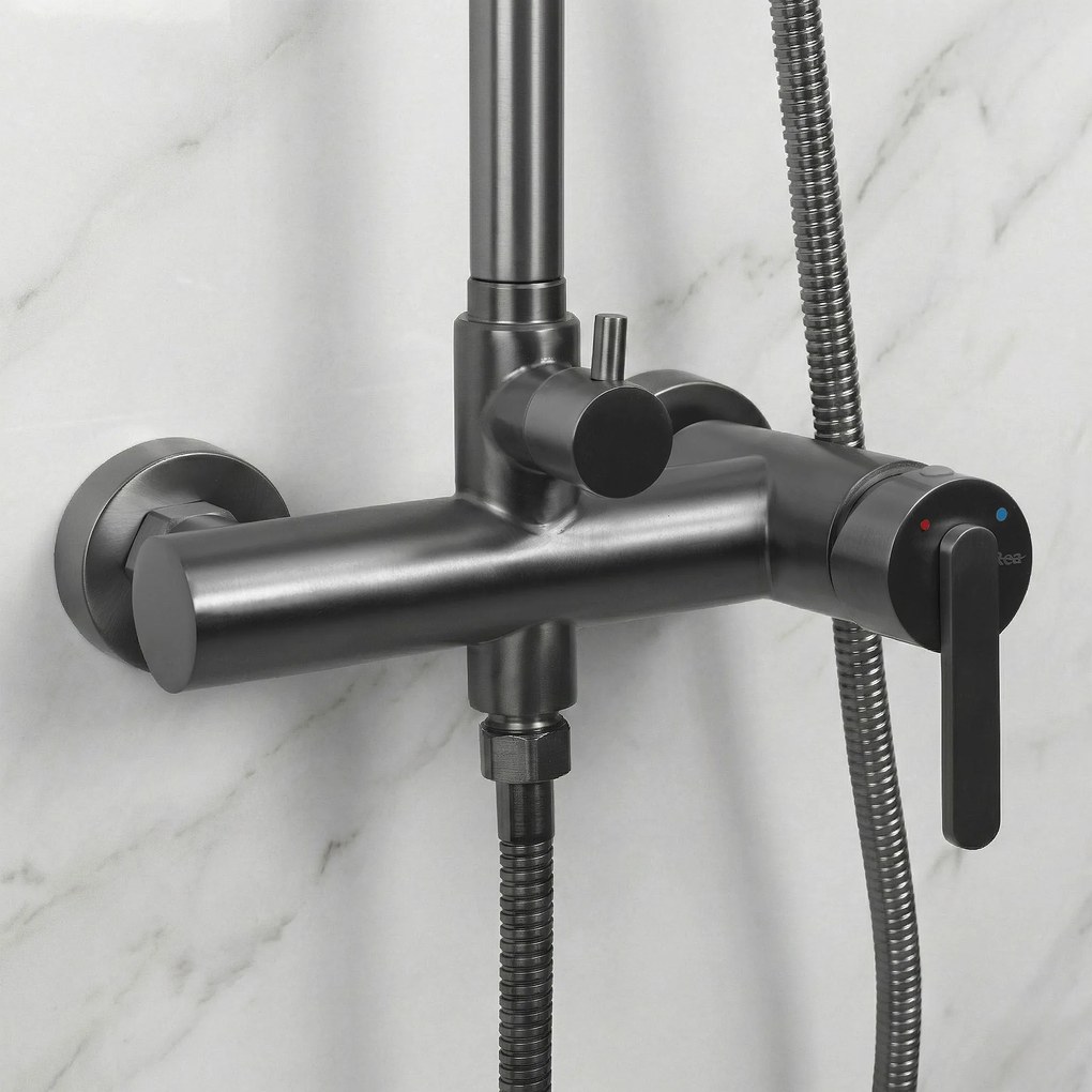 Rea Ontario, sprchový set nástenný s dažďovou sprchou, grafitová matná, REA-P9495