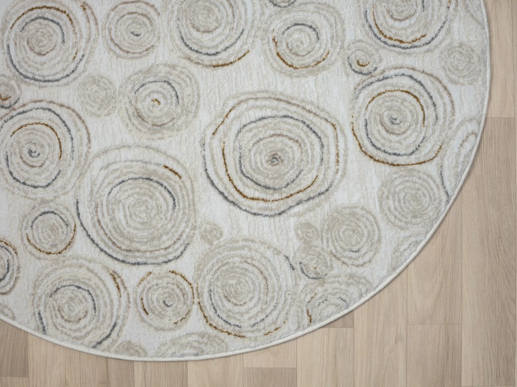 My Flair, Kusový koberec My Style CA60050 creme kruh, 120x120 (priemer) kruh, béžová, chodba / predsieň