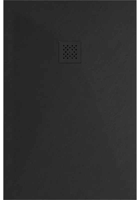 Mexen Stone+, obdĺžniková vanička z minerálneho kompozitu 130 x 80 cm, čierna, čierna krytka, 44708013-B