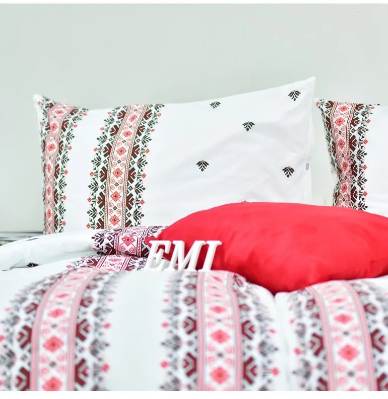 Obliečky bavlnené Dorota červené EMI, Štandardný set jednolôžko obsahuje 1x 140x200 + 1x 70x90