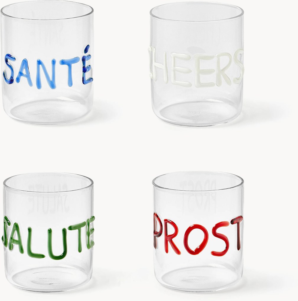 Ručne fúkané poháre Tutti, 4 ks