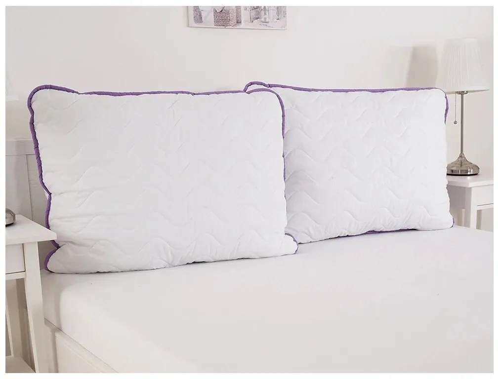 Celoročný paplón prešívaný 140x200 cm s vankúšom STELLA LEVANDUĽA 70x90 cm, biely