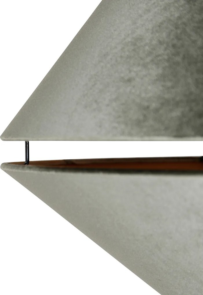 Mosadzná oblúková lampa s bielym a dvojitým zamatovým tienidlom zelená - XXL