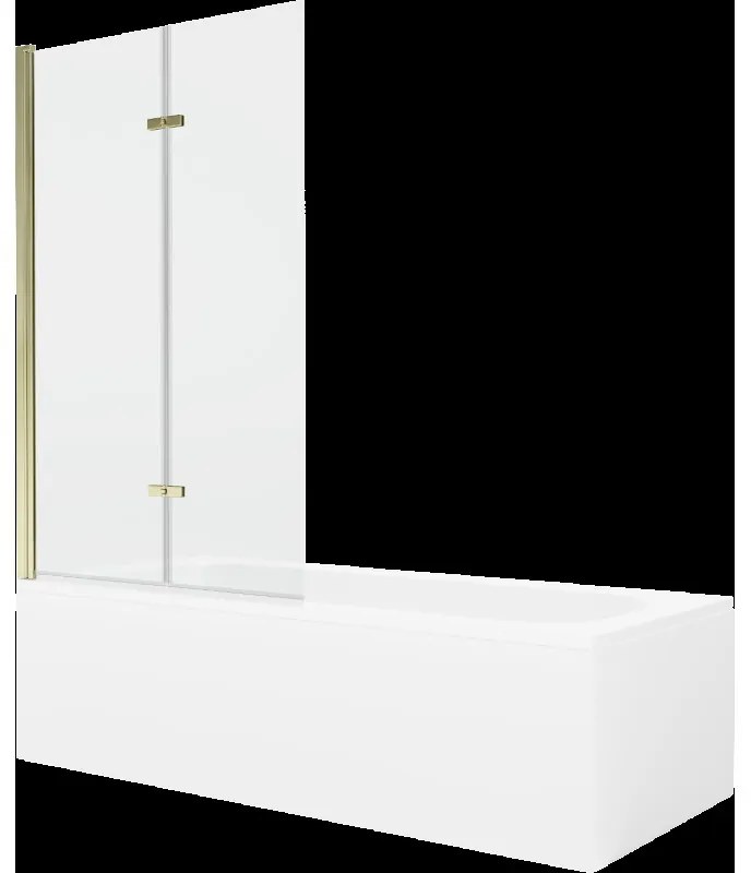 Mexen Vega obdĺžniková vaňa 160 x 70 cm s obkladom a 2-krídlovou zástenou 100 cm, Transparentné, Zlatá - 550116070X9210025000