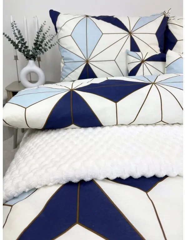 Obliečky Blue Vision 140x200 / 70x90 – moderný geometrický vzor, 100 % bavlna