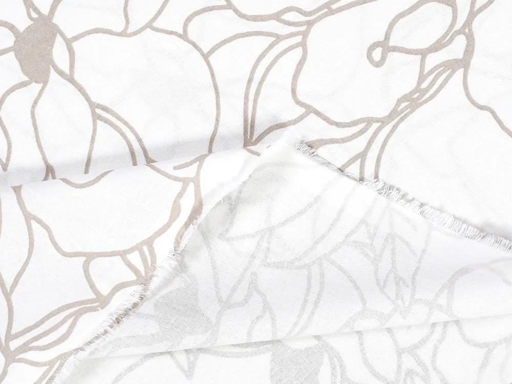Biante Bavlnený záves Sandra SA-268 Béžové designové kvety na bielom 140x210 cm