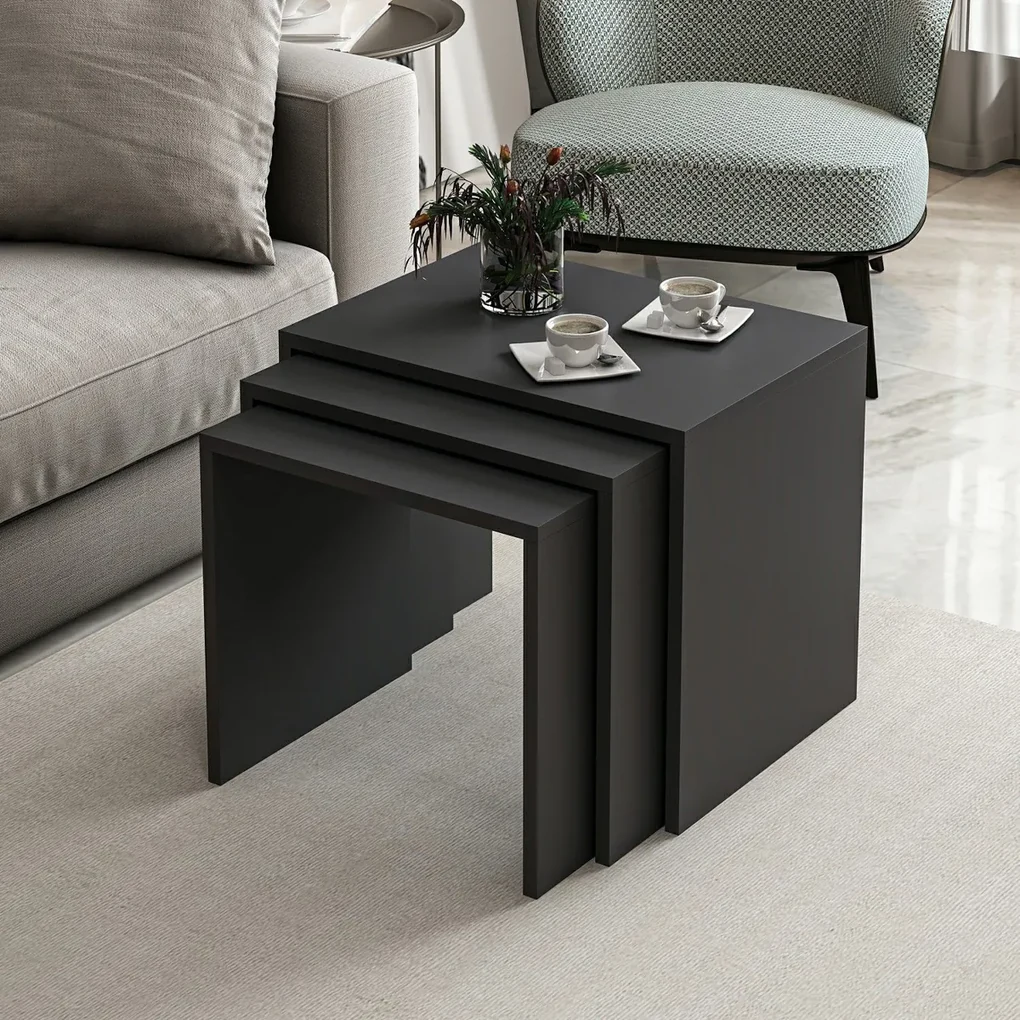 Skladací stôl Alya Anthracite, 3 ks