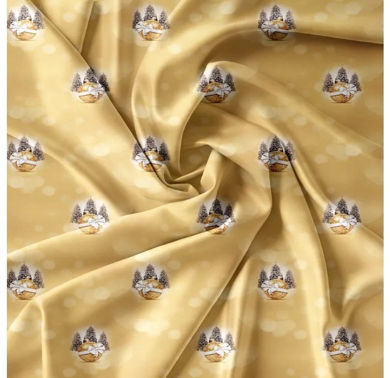 Obliečky z mikrovlákna TREES AND ORNAMENT žlté + plachta mikroplyš SOFT 90x200 cm biela