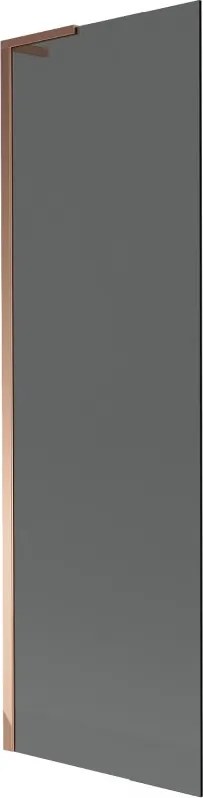 Mexen Next L, 1-krídlová vaňová zástena 60 x 150 cm, 6mm šedé sklo, ružové zlato profil, 895-060-000-03-40-60