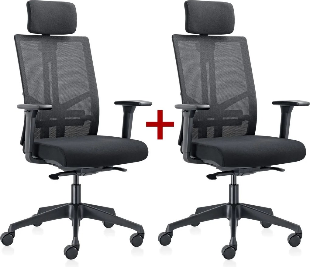 Kancelárska stolička WATT 1+1 ZADARMO, čierna