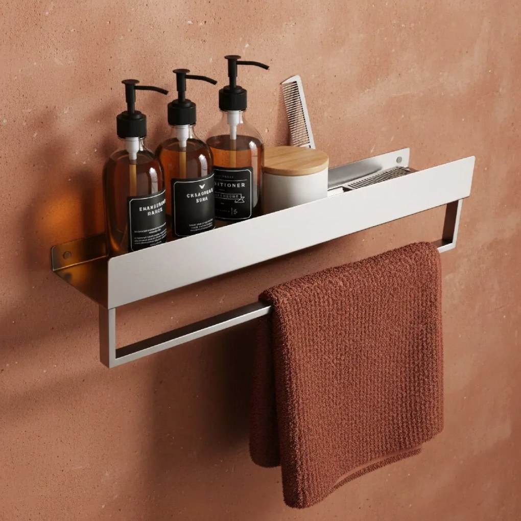 Rea Rea, kúpeľňová polica 45cm, SF01, brúsená oceľ, REA-47000