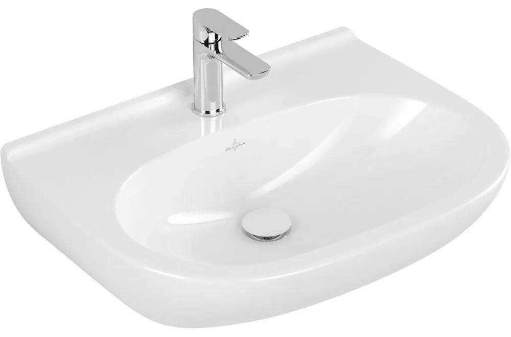 VILLEROY &amp; BOCH O.novo závesné umývadlo s otvorom, bez prepadu, 650 x 510 mm, biela alpská, s povrchom CeramicPlus, 516066R1