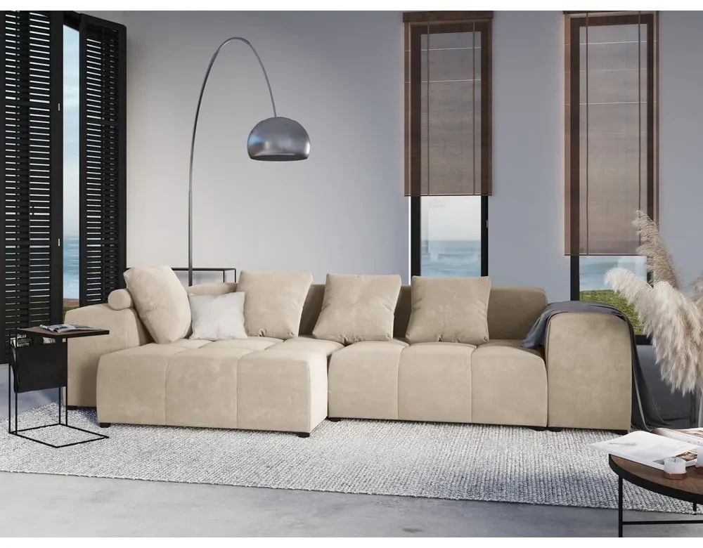 Béžový zamatový vankúš k modulárnej pohovke Rome Velvet - Cosmopolitan Design
