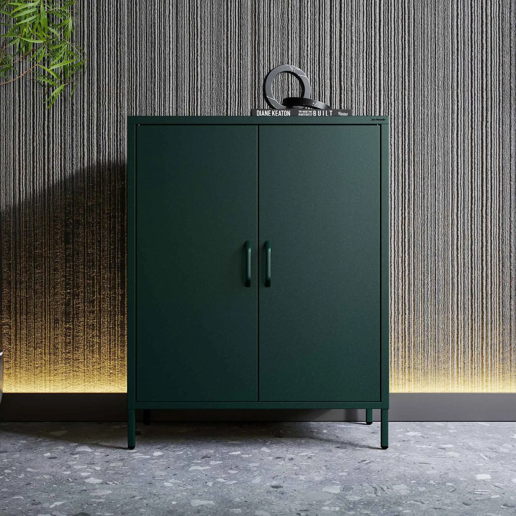 Skrinka do obývačky s policami VITO, 800 x 1015 x 400 mm, Modern: fľaškovo zelená farba