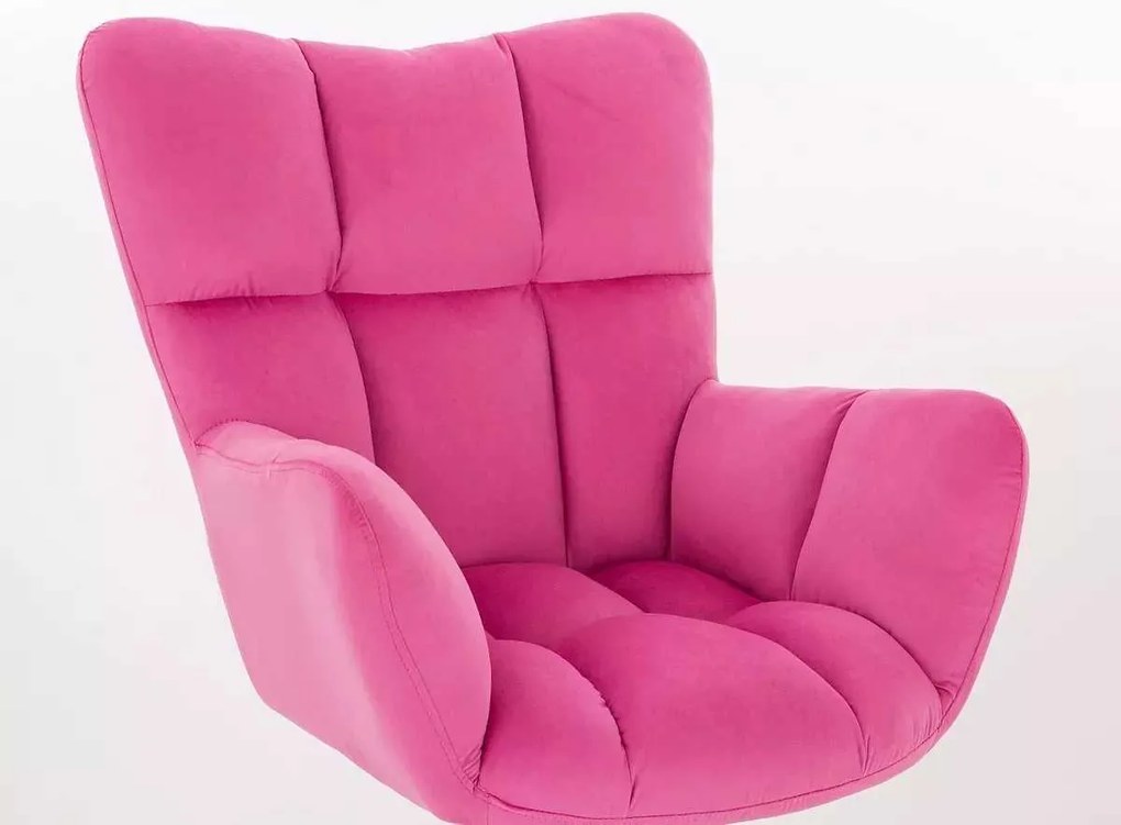 LuxuryForm DESIGN Otočné kreslo AURORA VELUR na zlatom tanieri - tmavo ružové