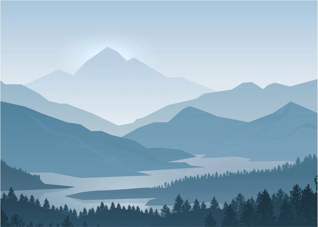 Obraz - Hory pohľadom grafika (70x50 cm)