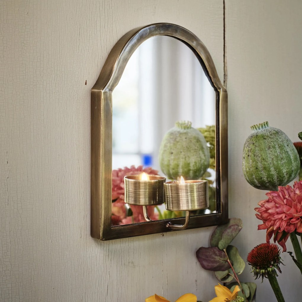 Strömshaga Nástenné zrkadlo so svietnikom Antique Brass 20 cm