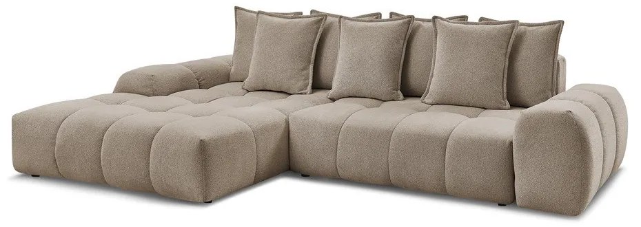 Taupe ženilková rozkladacia/s úložným priestorom rohová pohovka (ľavý roh/s leňoškou) Everest – Bobochic Paris