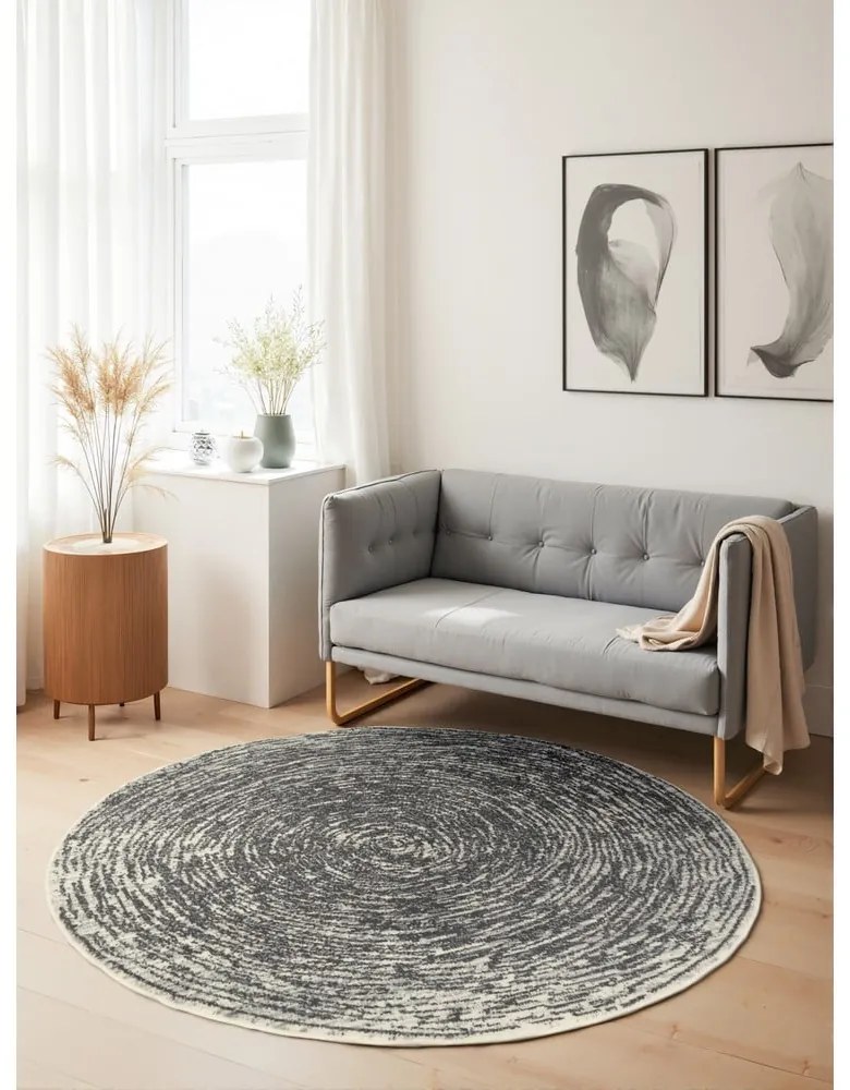 Sivo-krémový okrúhly koberec ø 120 cm Gloria Cavallo – Hanse Home