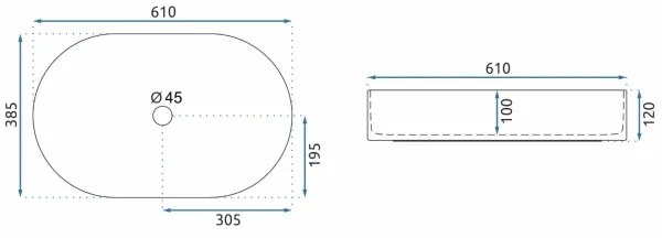 REA-U1055 - Umývadlo na dosku NADIA 38,5x61 cm keramika/lesklá biela