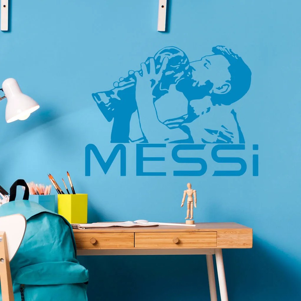 Veselá Stena Samolepka Lionel Messi pohár Farba: zelená, Veľkosť: 80 x 60 cm