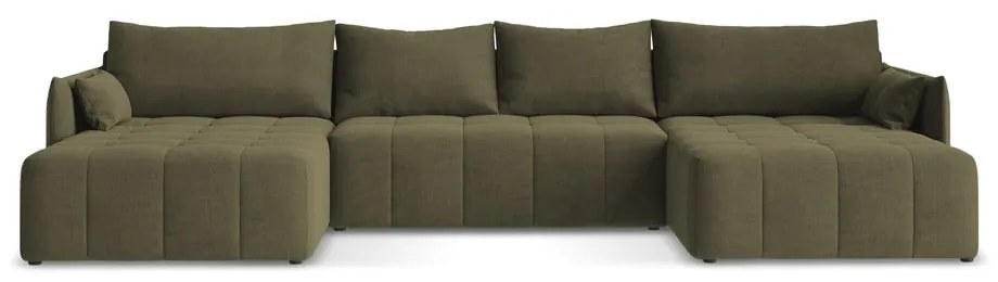 Khaki rozkladacia/s úložným priestorom rohová pohovka (do tvaru "U") Moku – Makamii