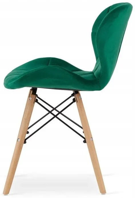 Jedálenská zostava TODI 80cm okrúhly stolový set biely + 4 stoličky LAGO zelené