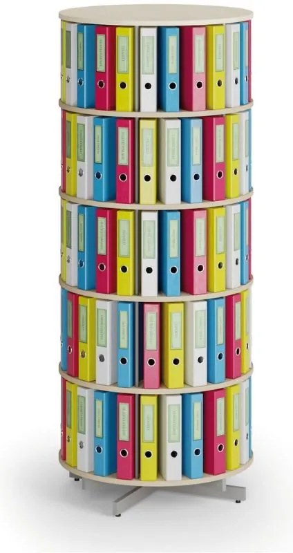 Otočný regál na zakladače, 5 poschodí, breza