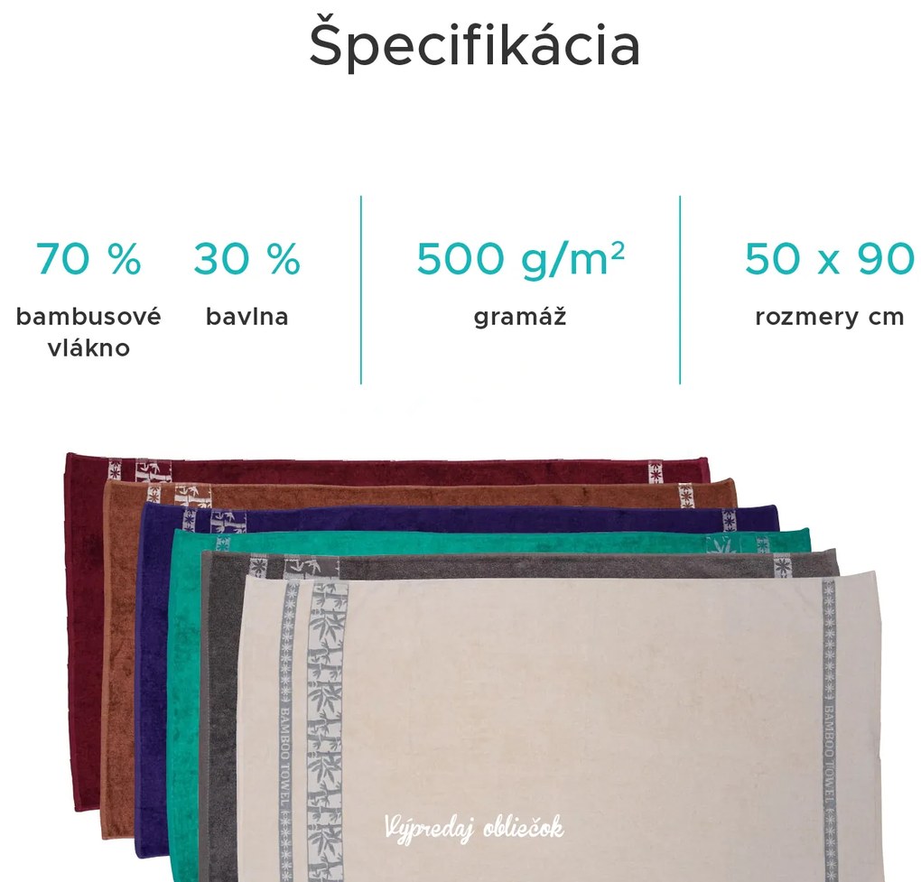 Bambusový uterák BAMBOO 50x90 cm fialový, 70% bambusové vlákno | 30% bavlna