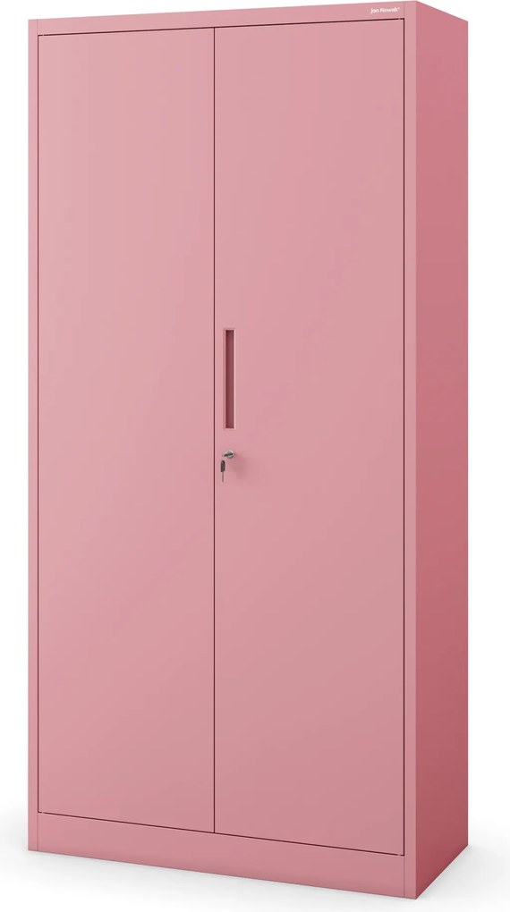 Uzamykateľná spoločenská skriňa DAWID, 900 x 1850 x 450 mm, Fresh Style: púdrovo ružová