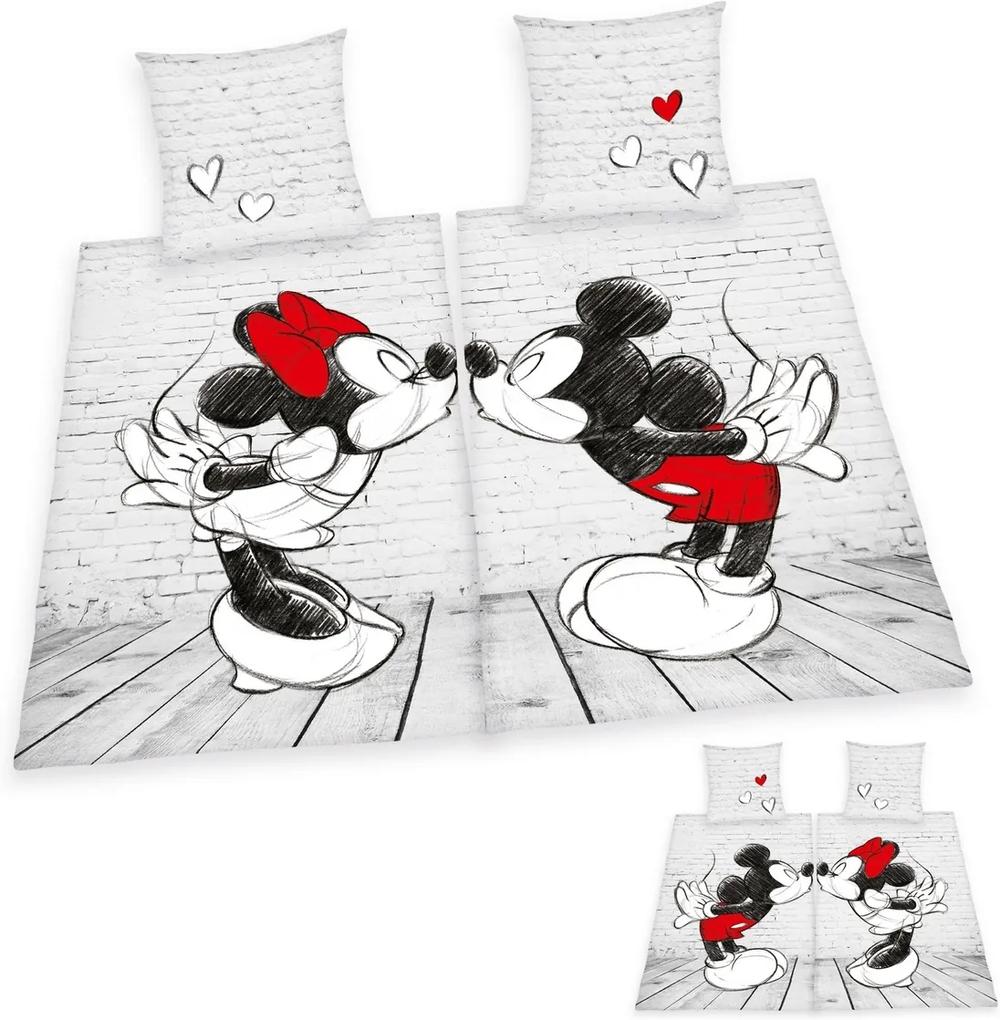 Herding Bavlnené obliečky Minnie and Mickey partner new, 2 ks 140 x 200 cm, 2 ks 70 x 90 cm