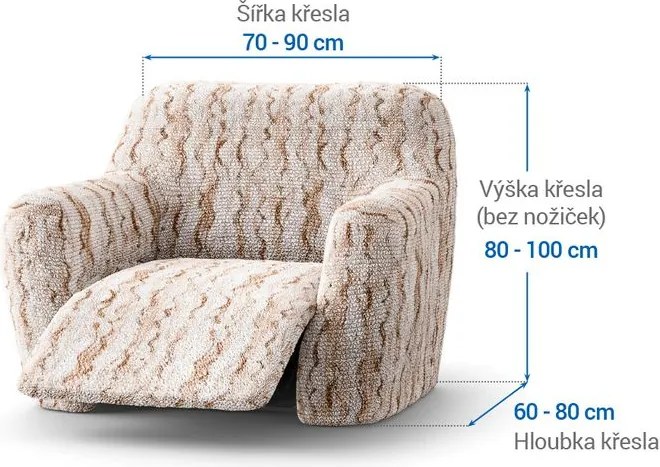 Bielastické poťahy OCEANO NOVÉ béžové relaxačné kreslo (š. 70 - 90 cm)