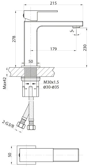 Sapho - Umývadlová batéria CUBEMIX 27,8 cm matná zlatá