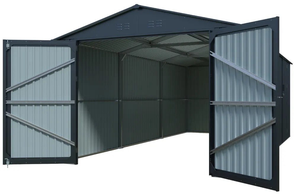 Plechová garáž BestBerg AG-18A / 18 m² / 602 x 300 x 232 cm / sivá