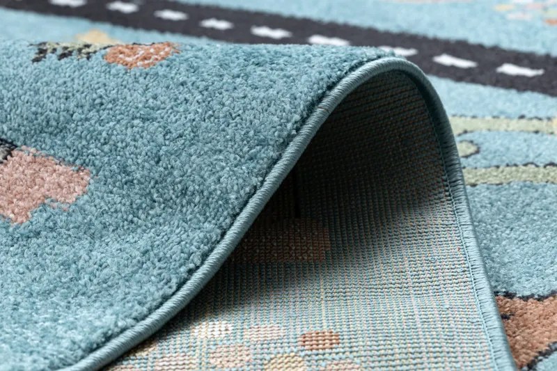 Detský kusový koberec Fun Route Street animals blue, 240x330, modrá, detská izba, Dywany Łuszczów