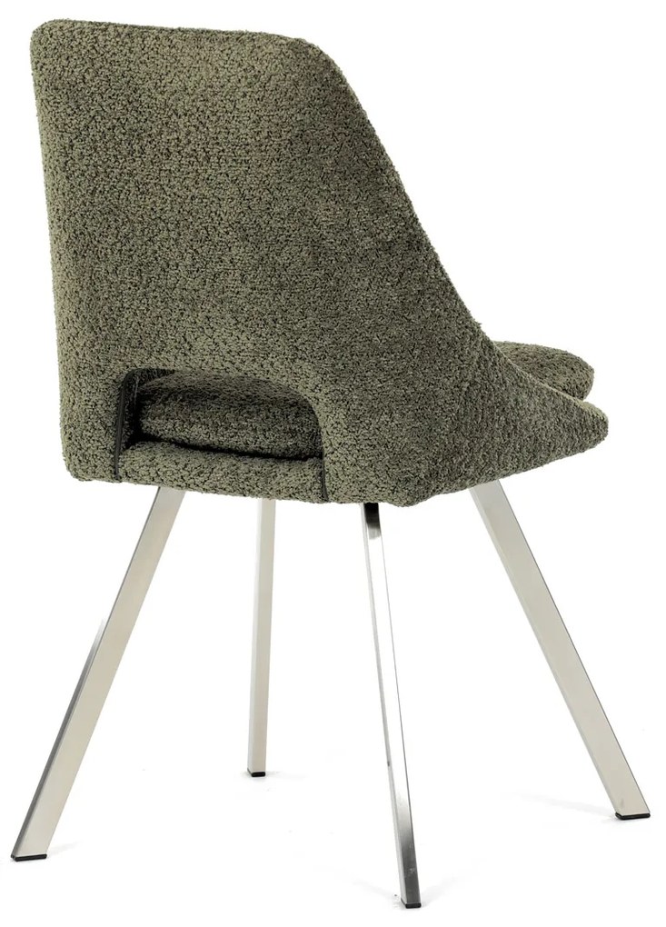 Autronic - Židle jídelní, zelená látka, kovové nohy, broušená nerez. - DCL-W1174 GRN2