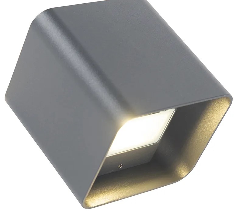 Moderná nástenná lampa tmavosivá vrátane LED IP54 štvorcová - Evi