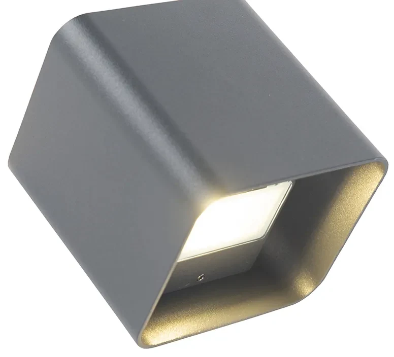 Moderná nástenná lampa tmavosivá vrátane LED IP54 štvorcová - Evi