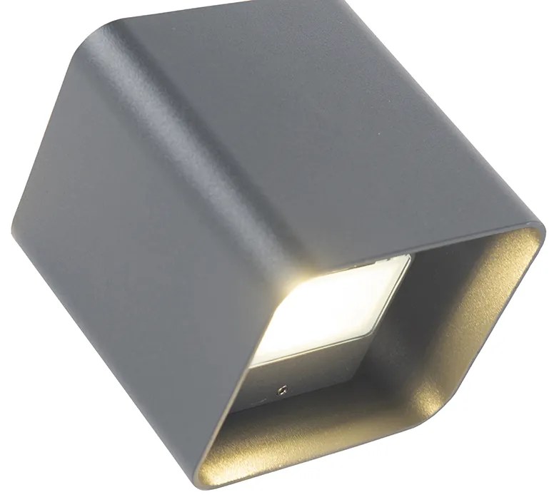 Moderné nástenné svietidlo tmavosivé vrátane LED IP54 štvorcové - Evi
