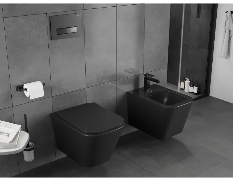 Mexen Teo, závesná WC misa 510x345x340 mm, Rimless Tornádo, čierna matná, 3385XX85T