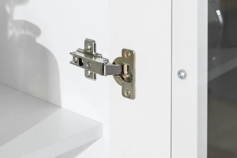 Vysoká vitrína Caracas typ 02, dub / biely lesk, s osvetlením