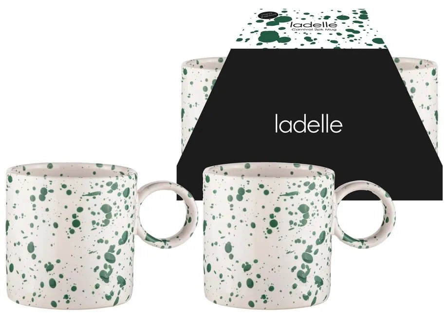 Bielo-zelené hrnčeky z kameniny v súprave 2 ks 450 ml Carnival – Ladelle