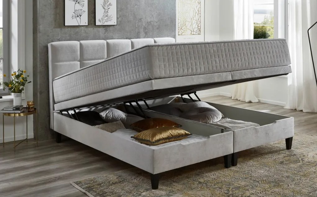 Posteľ boxspring Wien 180x200 cm, svetlo šedá látka