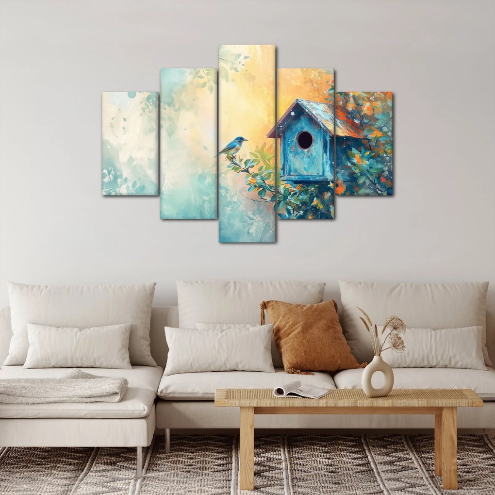 Obraz - Vtáčia búdka, akvarel (150x105 cm)