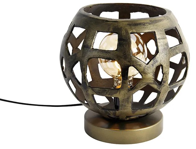 Priemyselná stolná lampa starožitné zlato - Bobby
