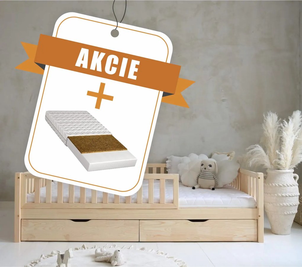 Výhodný set: detská posteľ Basic Love Plus 140 x 200 s úložným priestorom + matrac Ares 10