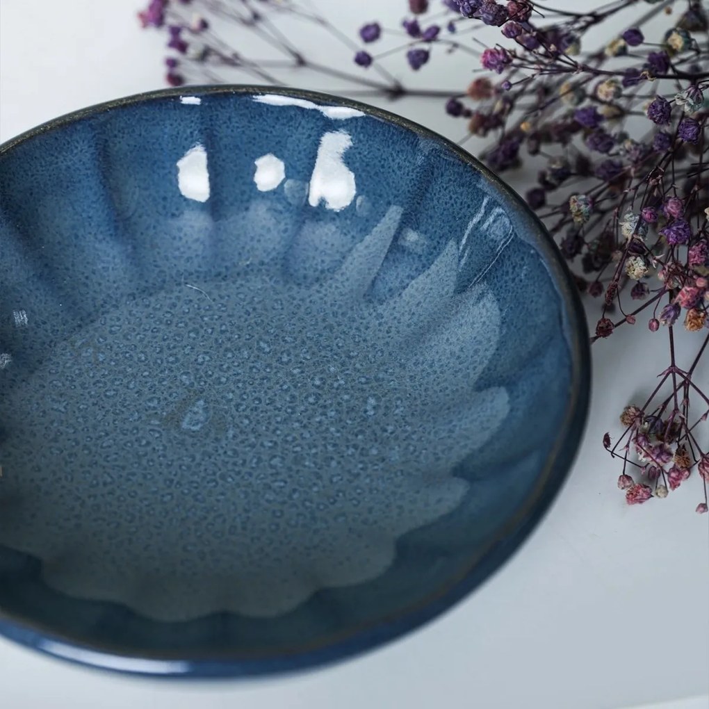 Súprava 6 kameninových misiek Laguna 12 cm, tmavomodrá